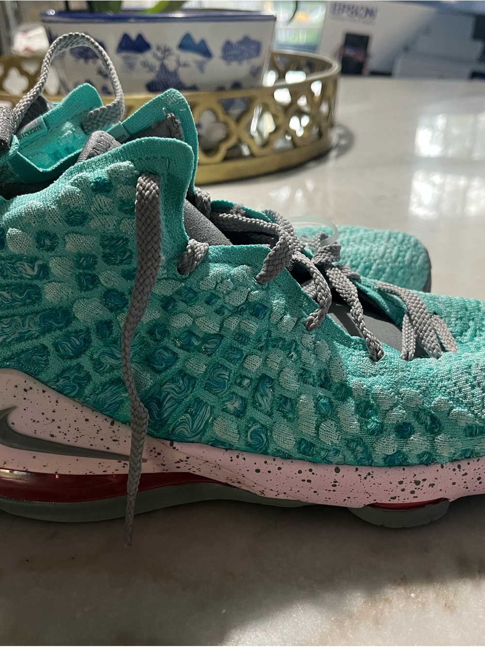 Nike Women's Teal Knit Athletic Sneakers with Gray Accents